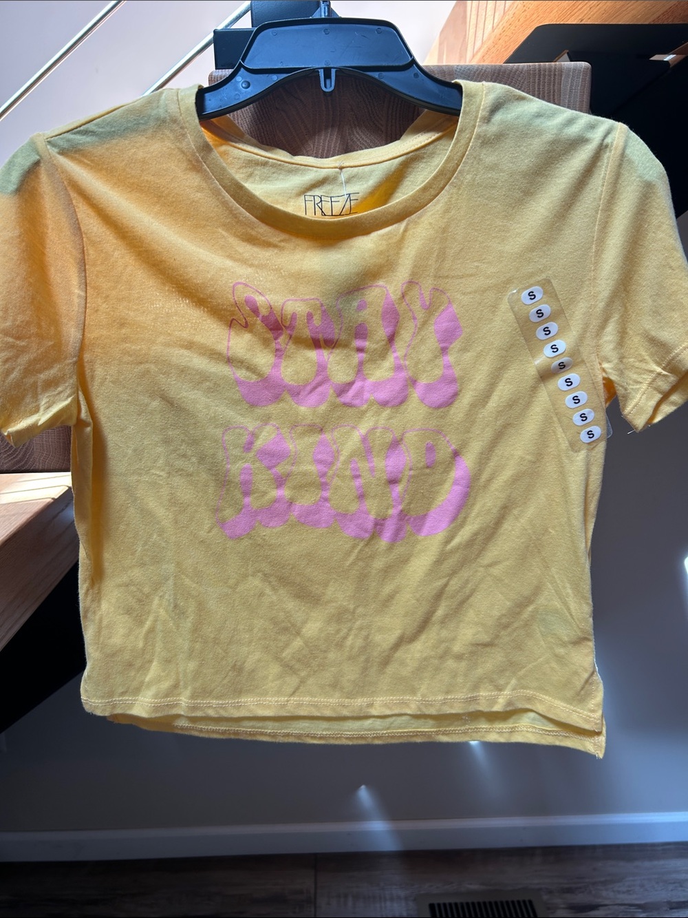 Freeze Yellow Short-Sleeve Tee with Pink Graphic